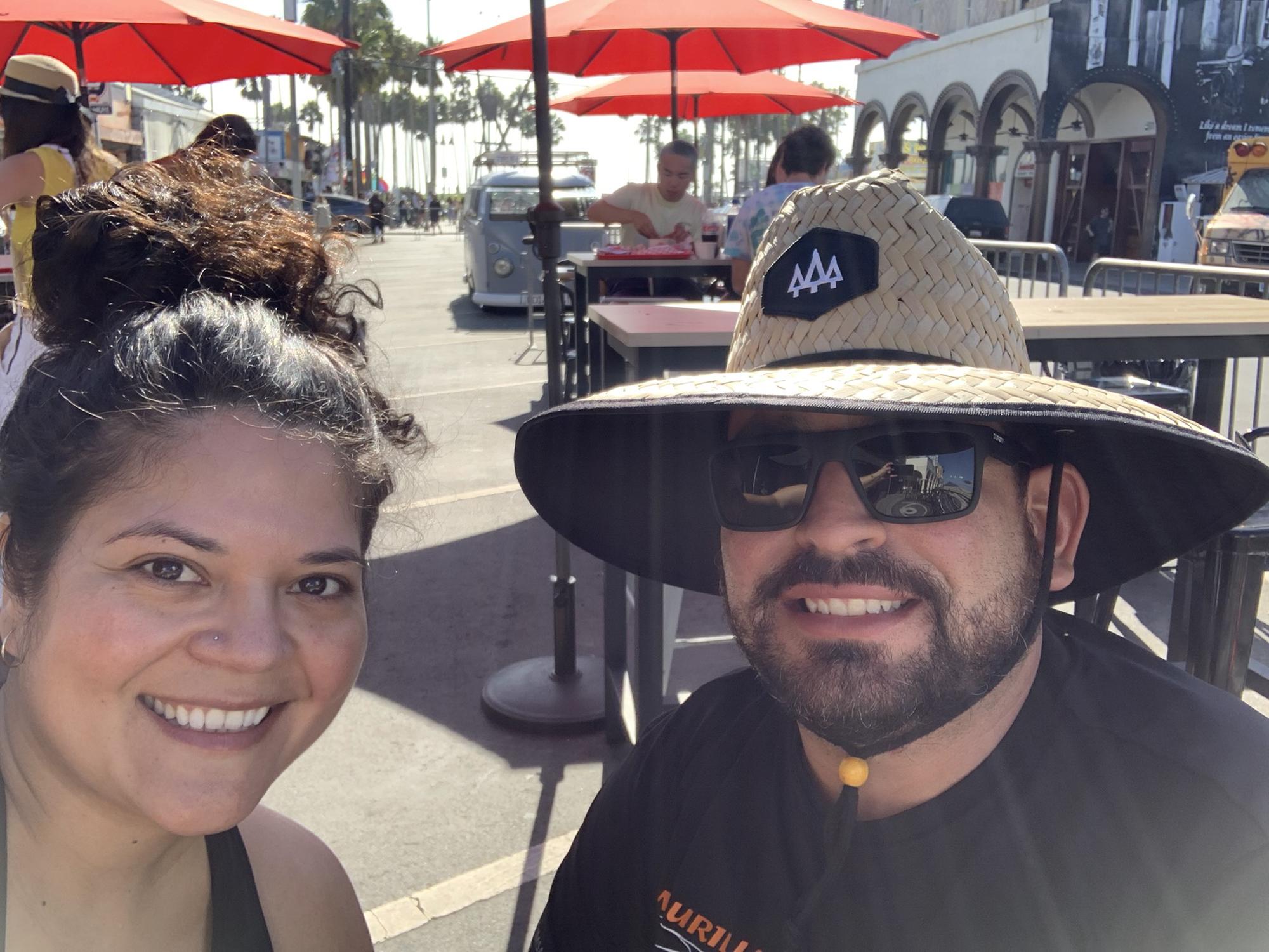 Eating tacos in Venice after a bike ride on the beach