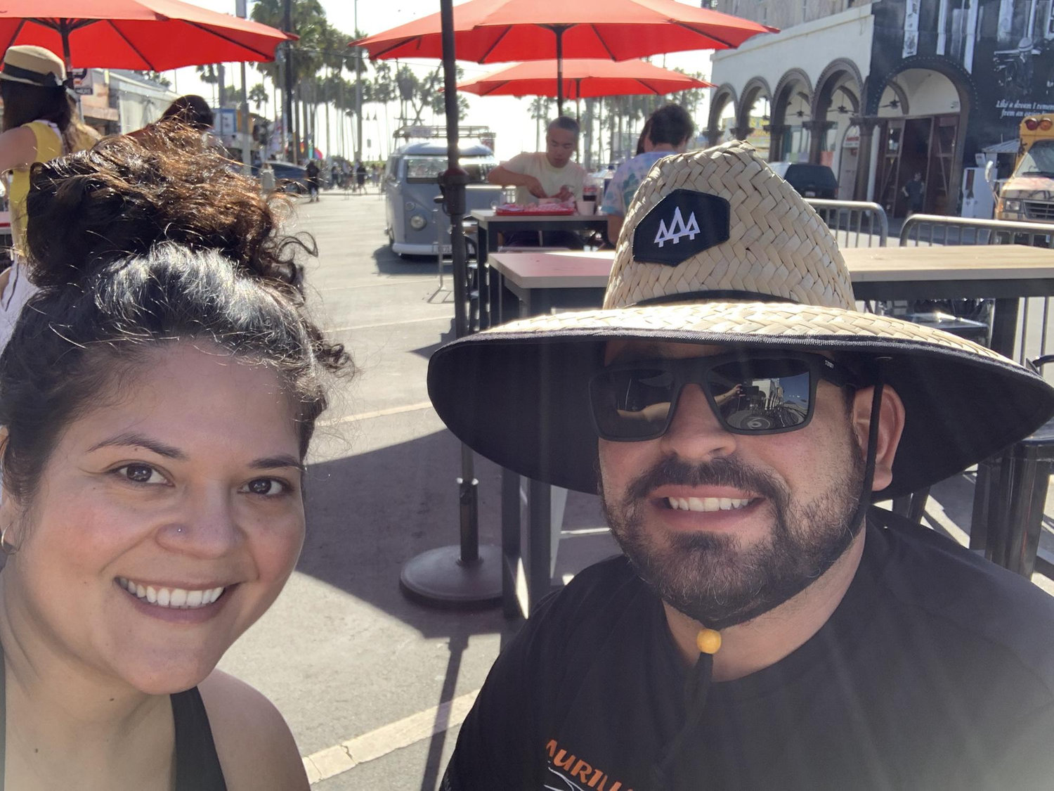 Eating tacos in Venice after a bike ride on the beach