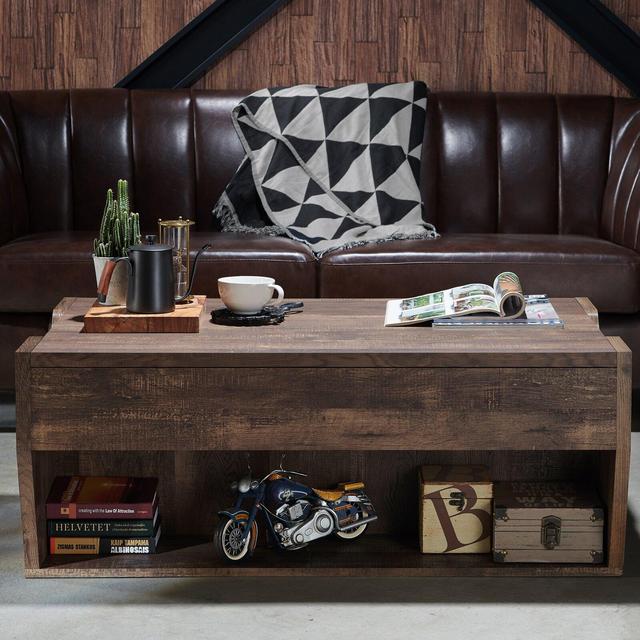 Macsen Lift Top Floor Shelf Coffee Table with Storage