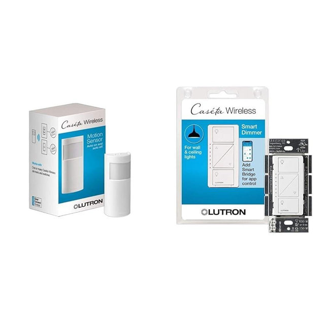 Lutron Caséta Motion Sensor, Occupancy/Multi-Location, with Smart Dimmer Switch | White