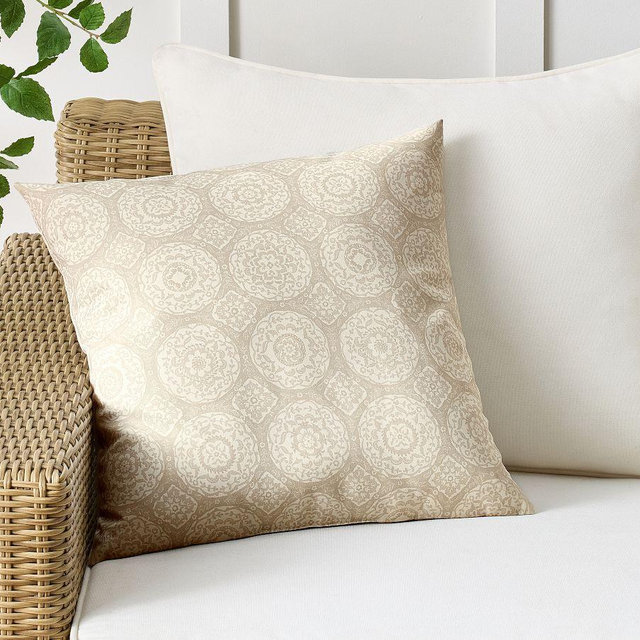 Kravet Medallion Outdoor Pillow, 20", Sand