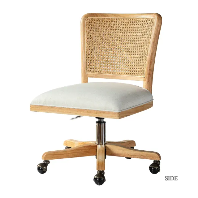 Crisolina Swivel Height-adjustable Office Task Chair with Rattan Back | Karat Home-Linen