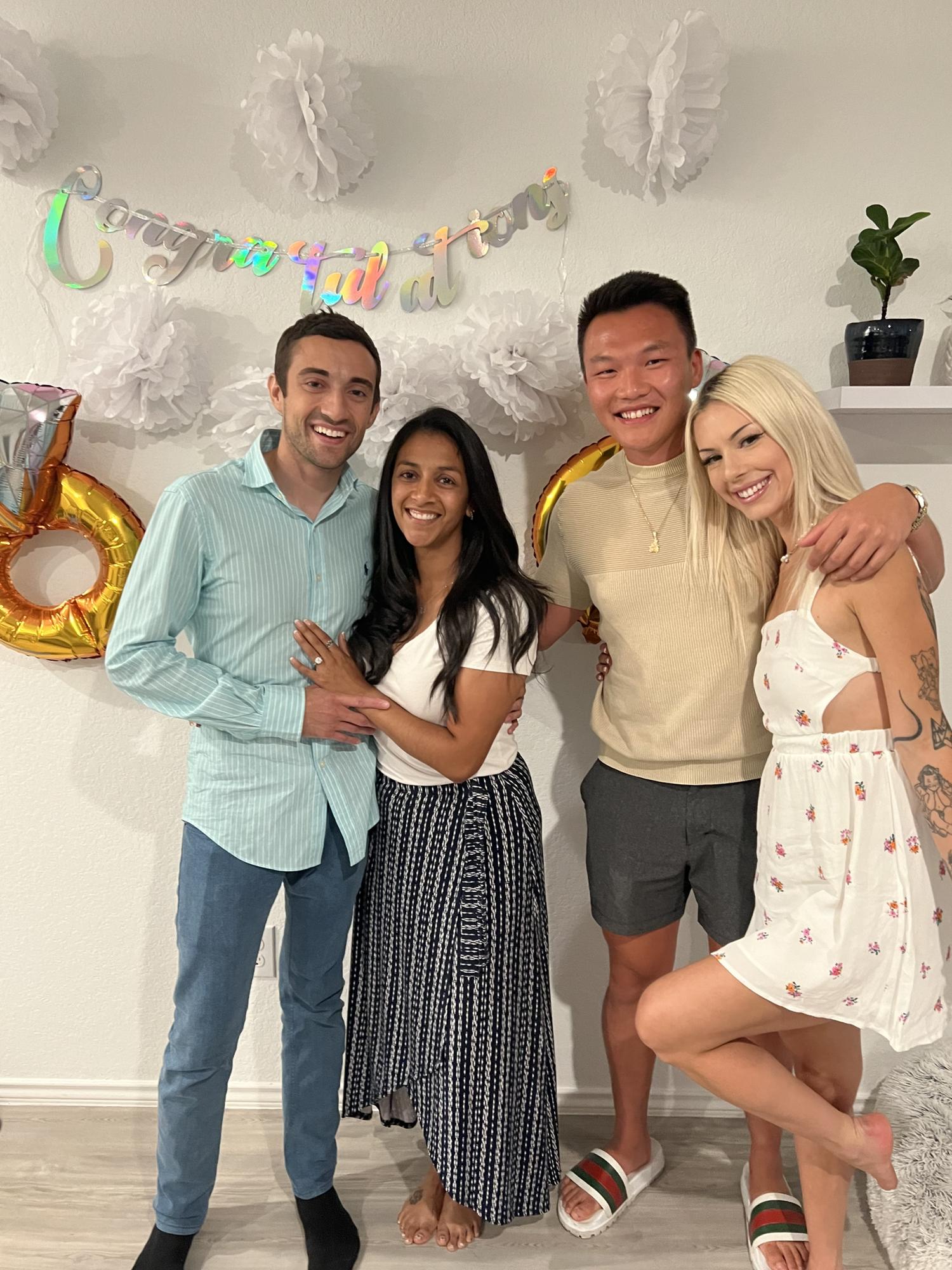 Celebrating with Anthony's sister, Nina, and he boyfriend, Kevin