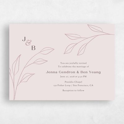 Light Mauve, Purple Wedding Invitation - Cassis Landscape