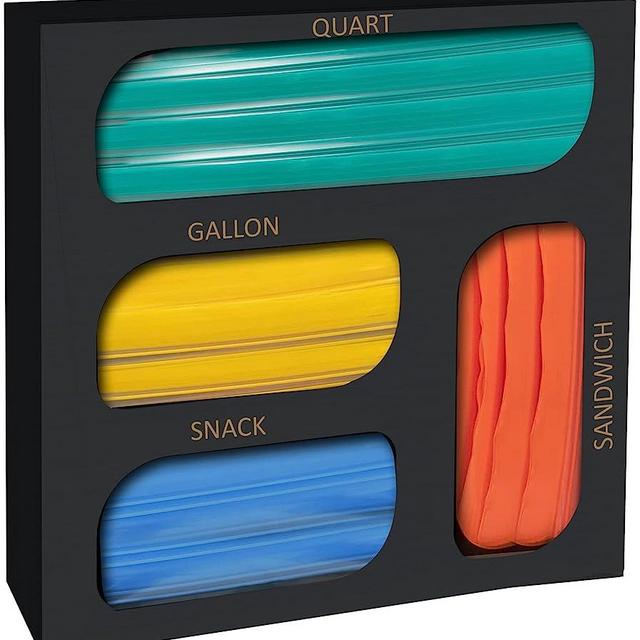 Utopia Kitchen Ziplock Bag Organizer, 4 Separate Bamboo Food Storage, Plastic Bag Holder for Kitchen Drawer, Suitable for Gallon, Quart, Sandwich & Snack Variety Size Bags - (Black)