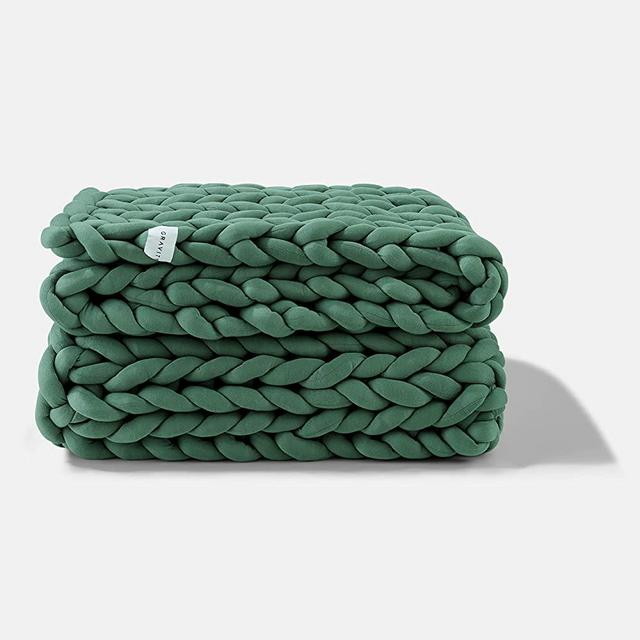 Gravity Blanket Weighted Chunky Knit Blanket, Chunky Hand Knitted Blanket, 10 lbs Deep Forest, 42"x 66", Original Weighted Blanket for Sleep, Bamboo Jersey Made, Breathable Cozy Warm Throw Blanket