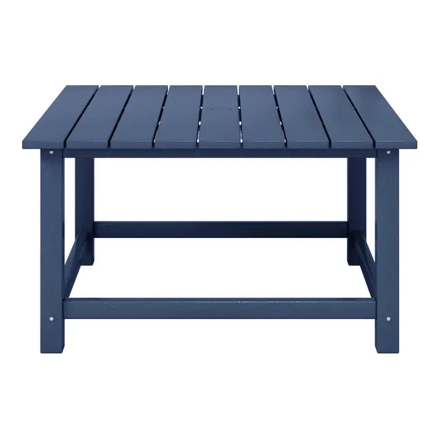 WestinTrends Malibu Low Outdoor HDPE Square Patio Coffee Table, Navy Blue