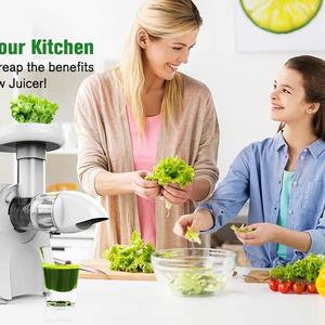 Juicer, Mooka Slow Masticating Juicer Extractor, Juice Fountain, Cold Press Juicer Machine with Quiet Motor & Reverse Function, High Juice Yield, Extract Healthy Nutrition from Fruits and Vegetables