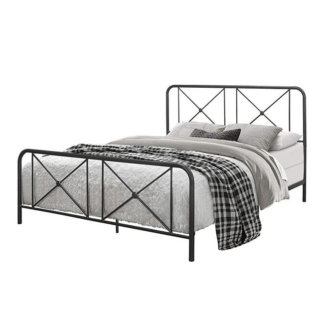 Hillsdale Furniture Queen Metal Bed with Double X Design Platform, Black