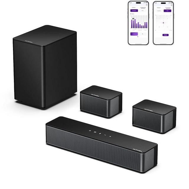 ULTIMEA 5.1 Sound Bar for Smart TV, Virtual Surround Sound System for TV, 320W Peak Power, Adjustable Surround Speakers and Subwoofer, APP Control, Home Theater Soundbar Poseidon D50(2025 New Model)