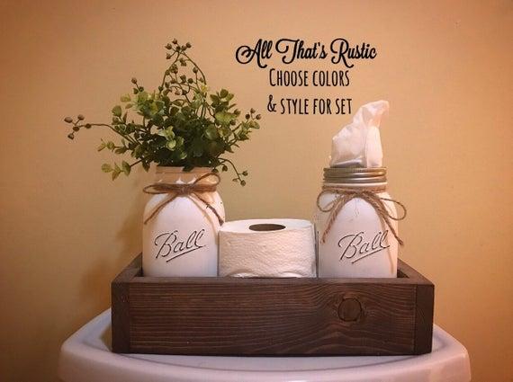 Bathroom Decor, Toilet Paper Holder, Toilet Paper Storage, Tissue Holder, Mason Jar Decor, Bathroom Storage, Home Decor, Rustic Home Decor
