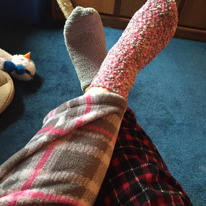 Snow day inside wearing PJ's.