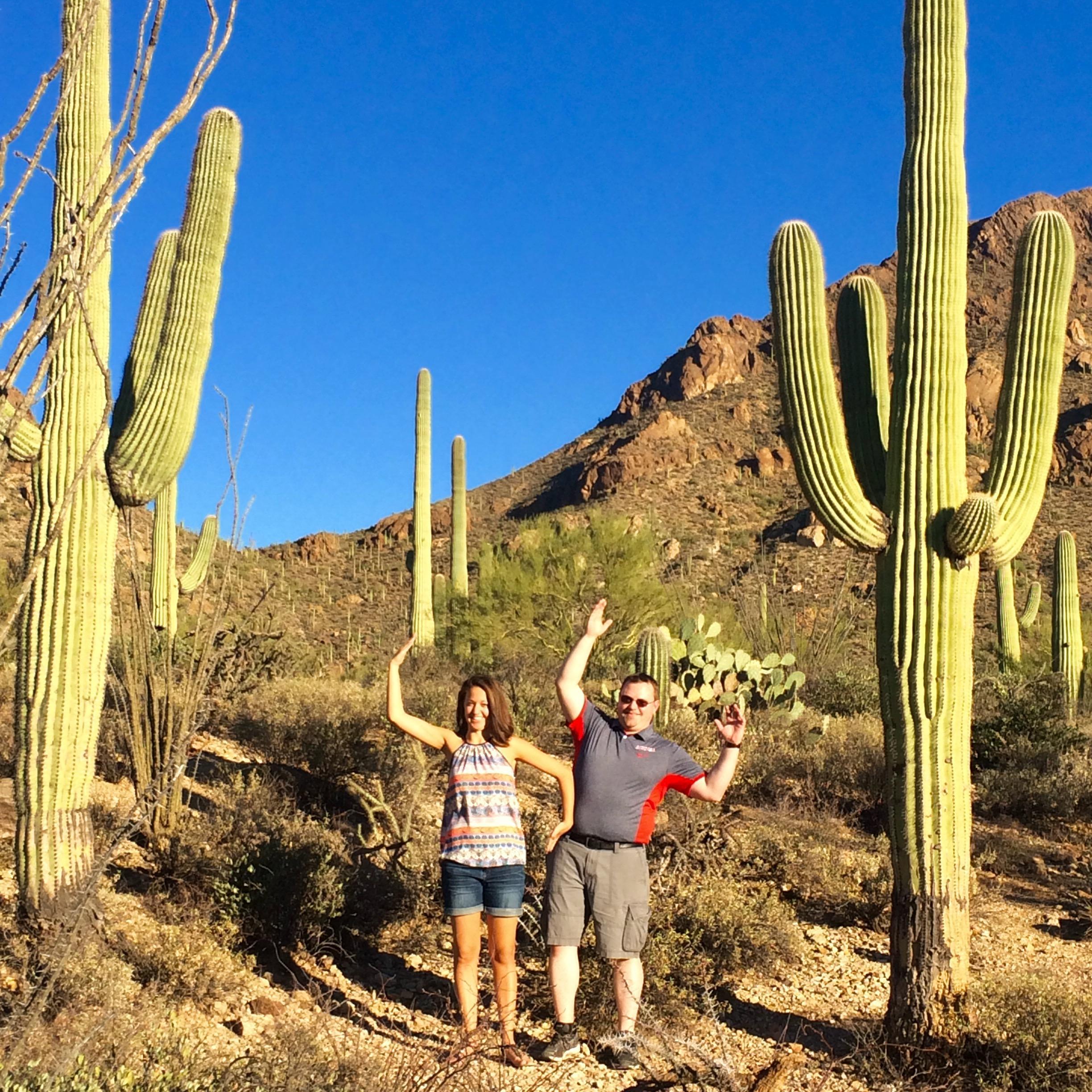 First trip to Arizona, of course we had to stand like Saguaros!