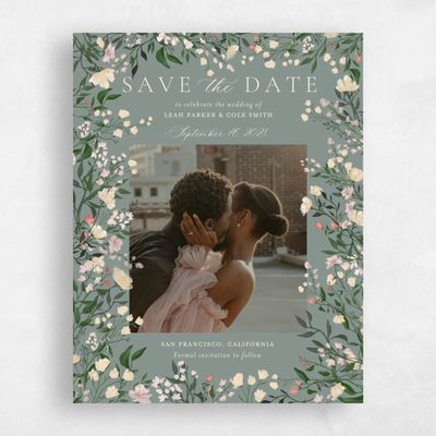Deep Sage, Green Wedding Save the Date - Melody Photo