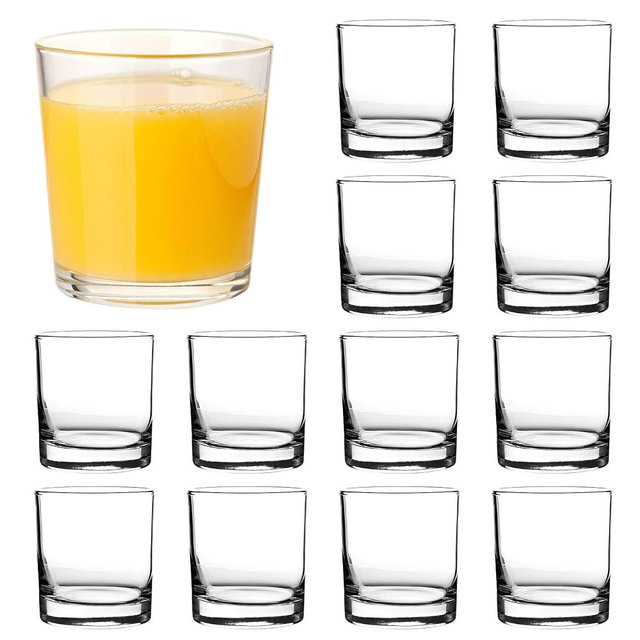 QAPPDA Clear Drinking Glasses - 7oz Old Fashioned Cocktail Glass, Heavy Base Rocks Glass for Bourbon, Juice, Beverages & Shot Glasses - 12 Pack