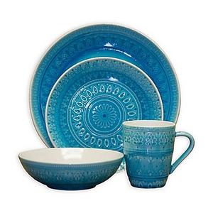 Euro Ceramica Fez 16-Piece Dinnerware Set in Turquoise