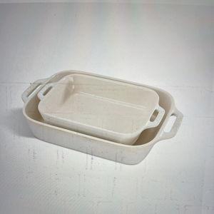 Staub 2-Piece Rustic Ivory Ceramic Baking Dish Set + Reviews | Crate & Barrel