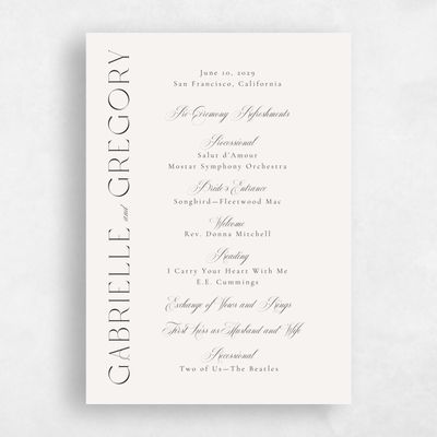 Light Oatmeal, Beige Wedding Program - Payton