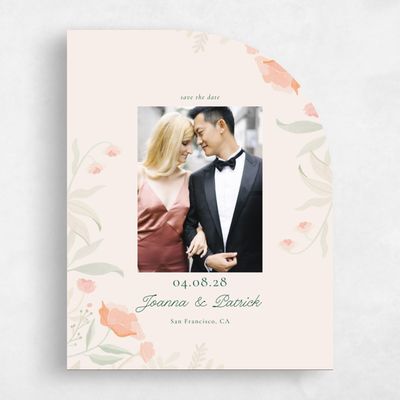Beige Half arch Wedding Save the Date - Blysse Photo