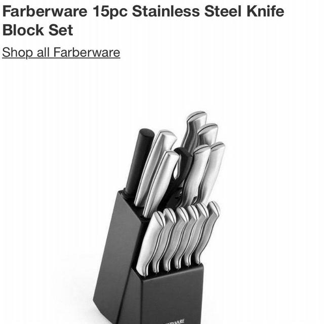 Farberware 15pc Stainless Steel Knife Block Set