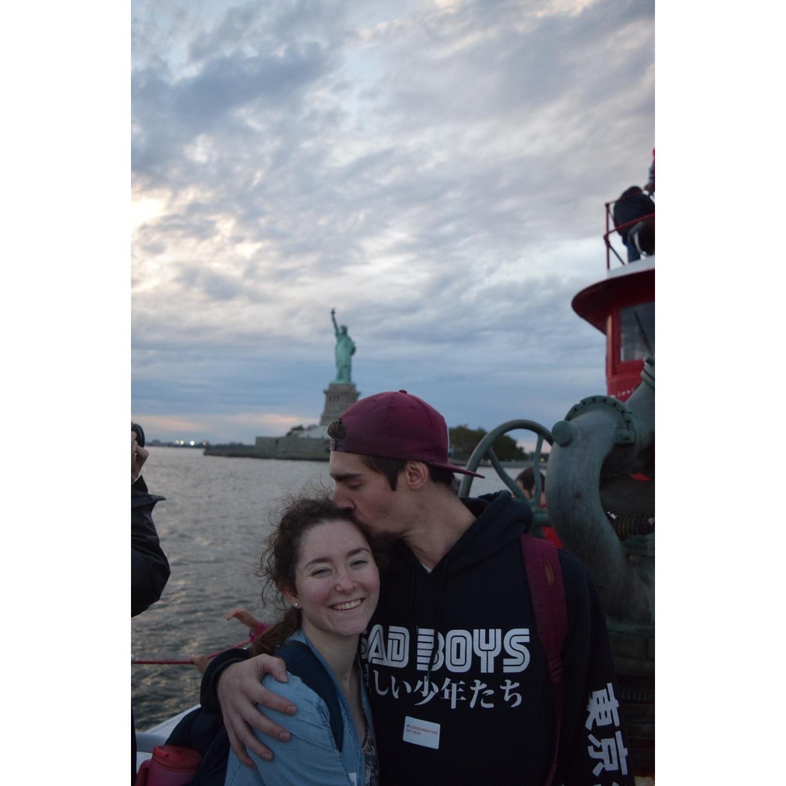 On a fireboat tour of NYC, Fall 2018