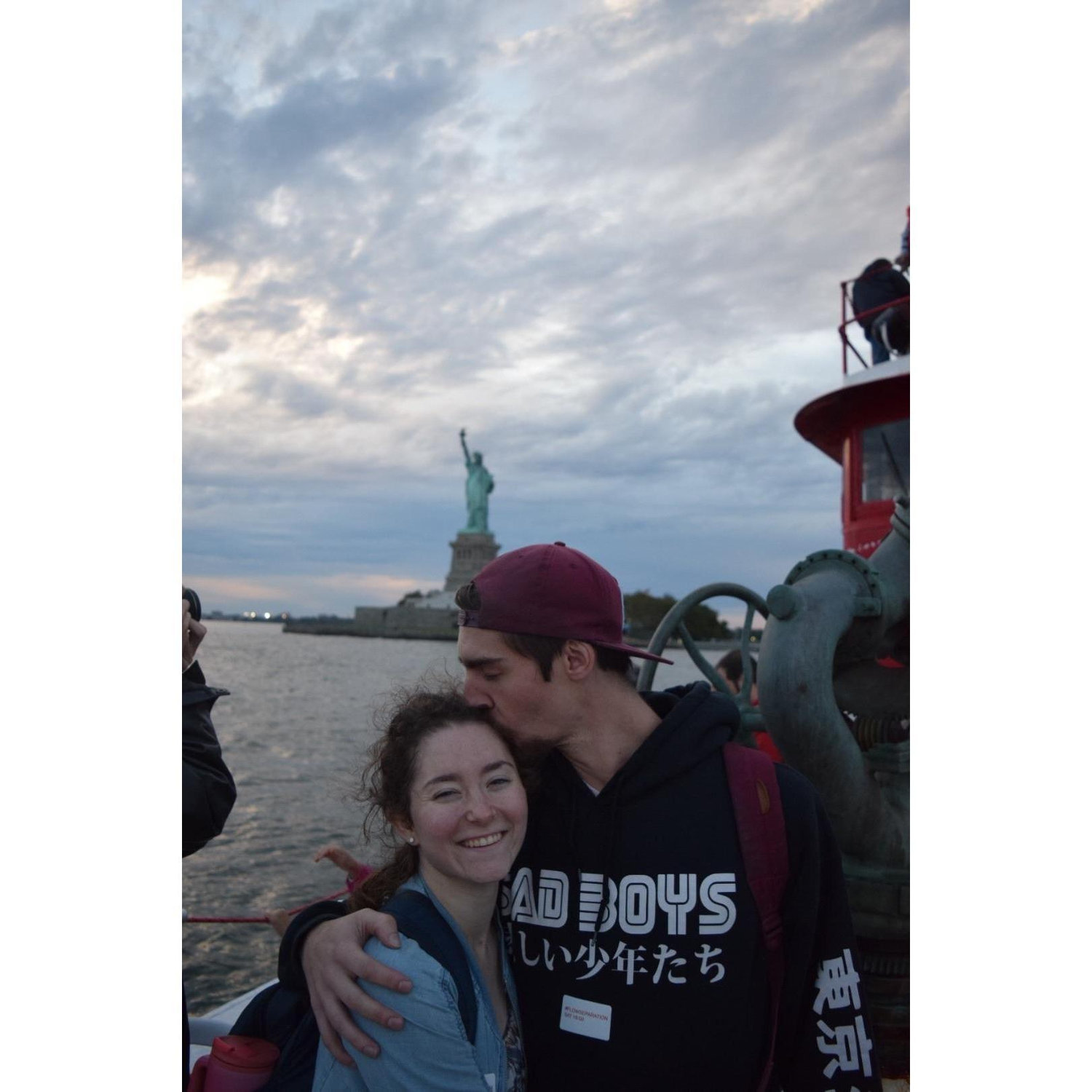 On a fireboat tour of NYC, Fall 2018