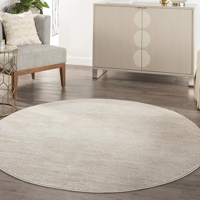 Nourison Home Nourison Essentials Ivory Beige 6' x Round Area Rug - Easy Clean, Non Shedding, Bed Room, Living Room, Dining Room, Kitchen (6' x Round)
