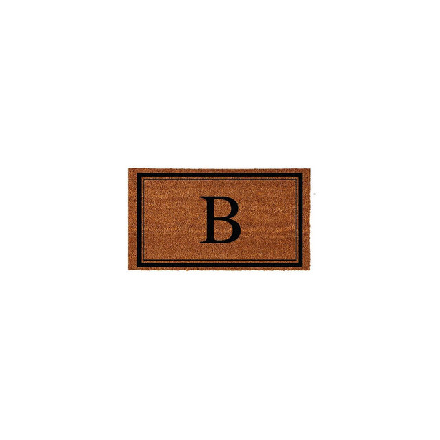 Evergreen Monogram Indoor Outdoor 100% Natural Coir Doormat 28" x 16" | Letter "B"