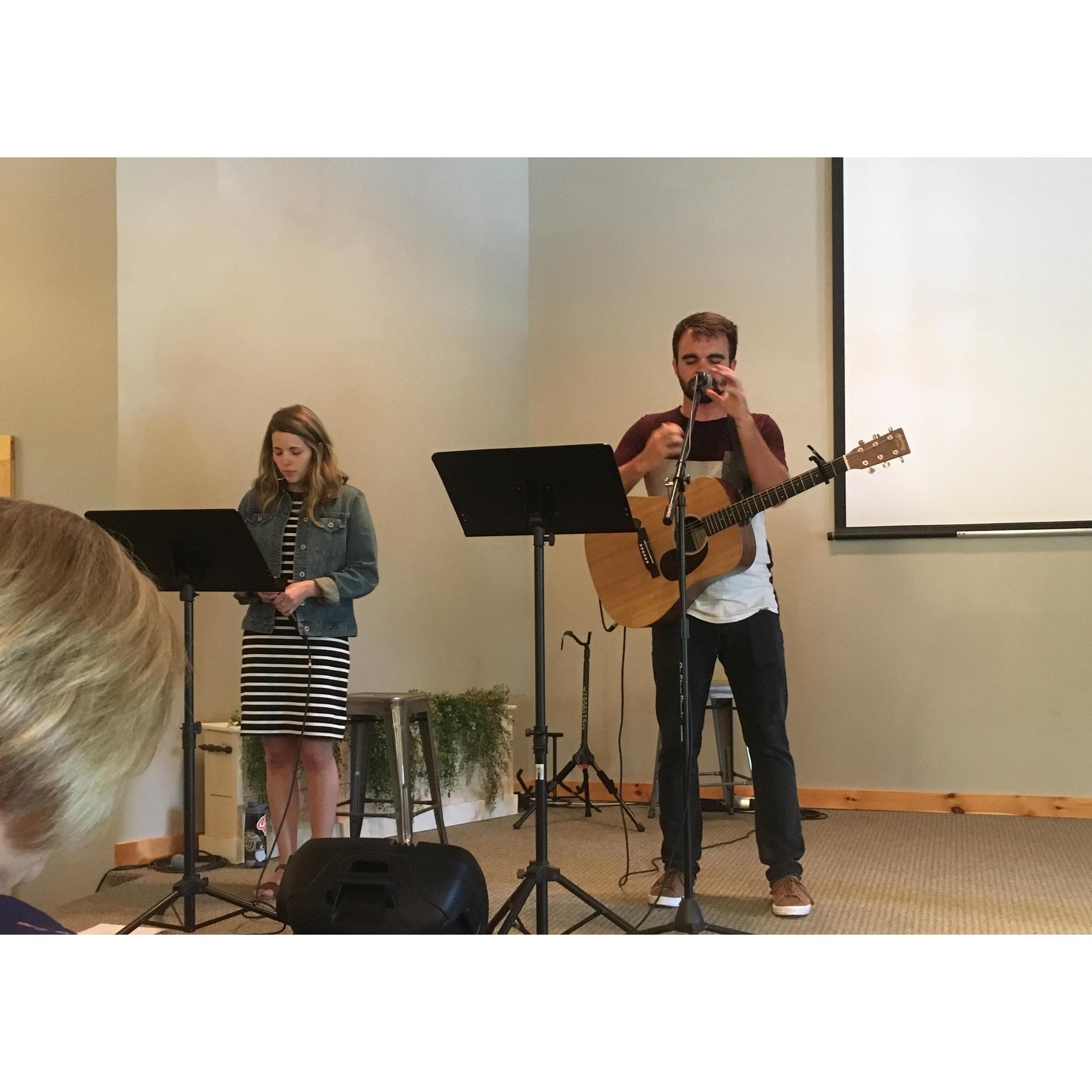 Spring 2019--Fast forward 6 years and much growing up. This photo was sniped by the pastor's wife before we started dating. Everyone saw it coming...except for Alicia.