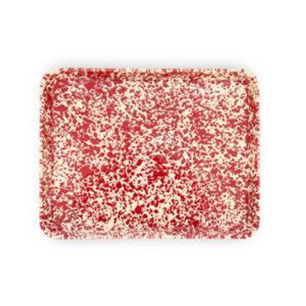 Splatter Large Rectangle/Jelly Roll Tray in Burgundy & Cream