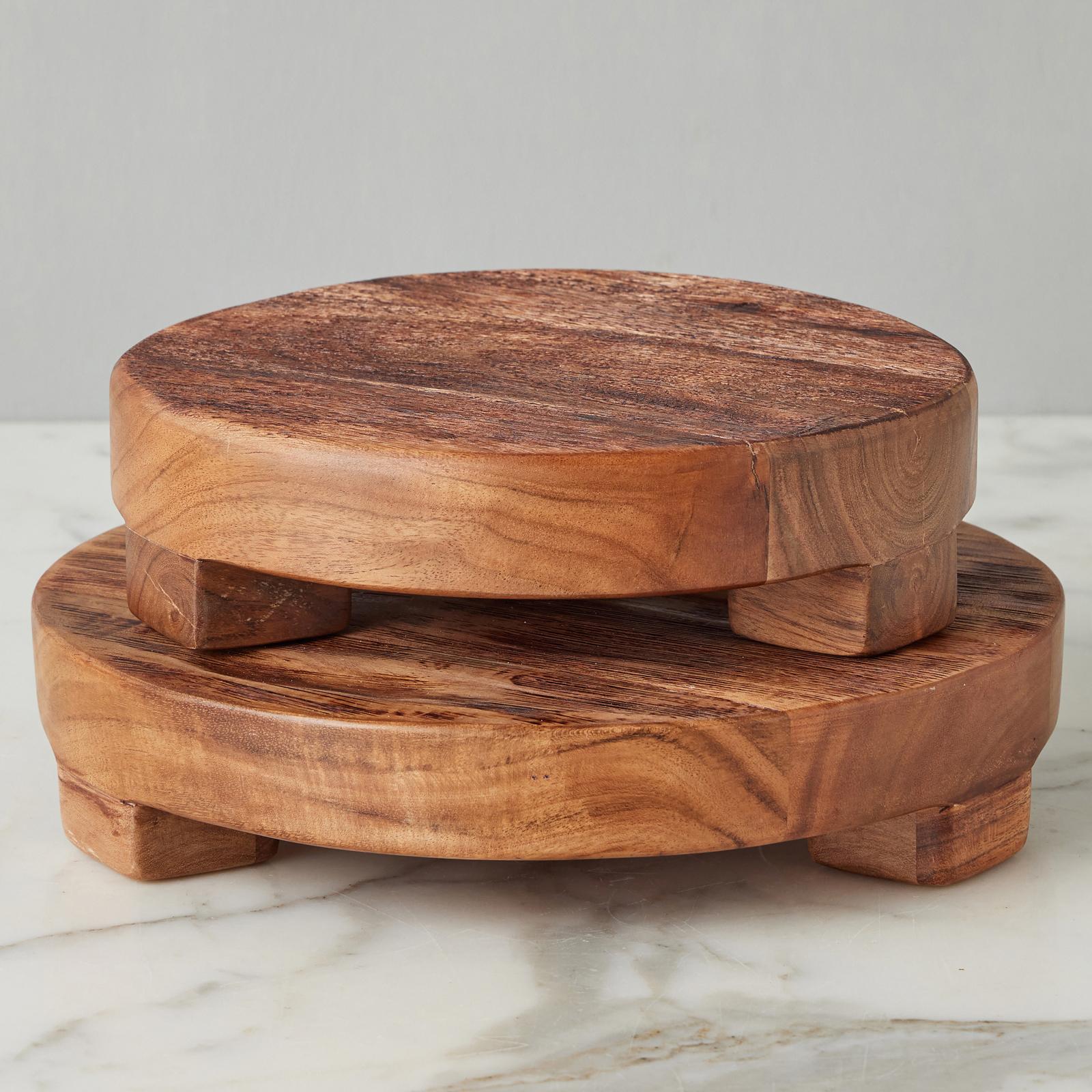 etuHOME Classic Small Round Reclaimed Wood Trivet