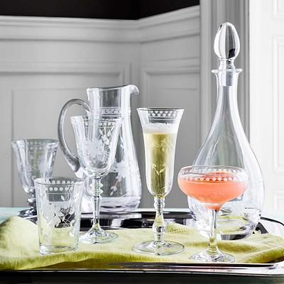 Vintage Etched Coupe Glasses - Set of 4