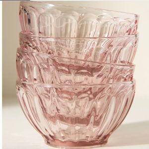 The Latte Glass Cereal Bowls, Set of 4: Amelie Edition Pink