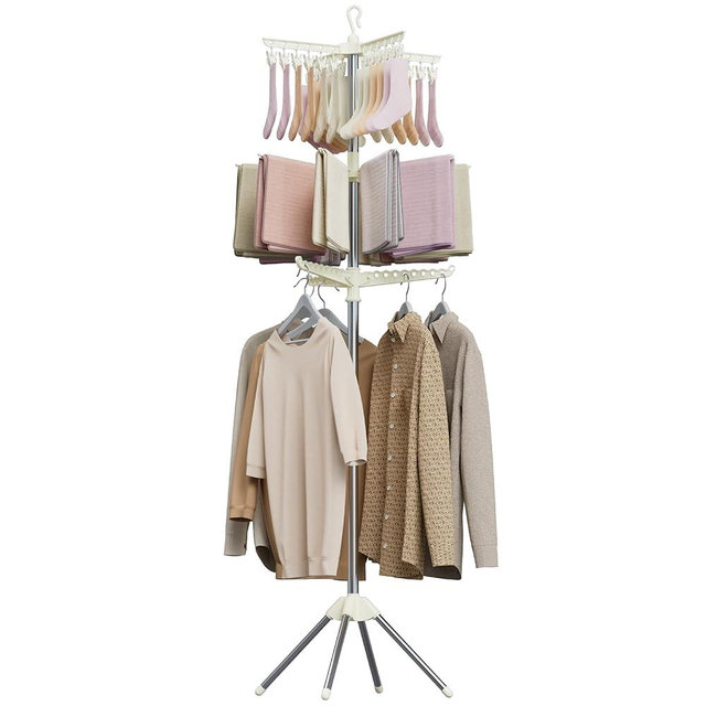 CASAMAYA Clothes Drying Rack Foldable, 79.5 inch 3 Tier Laundry Drying Rack with Rotating Clothes Rail for 27 Pieces of Clothes and 24 Clips for Hanging Socks,Space Saving, White and Silver CDR003W01