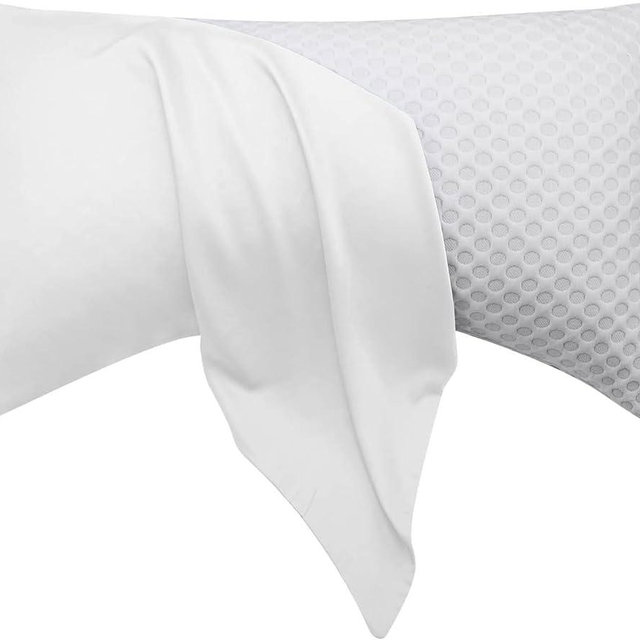 Cooling Side Sleeper Pillow Cases - Curved Bamboo Pillowcase Cover with Zipper - Breathable Cool Silky Soft Pillowcase for Hot Sleepers Hair and Skin, King Size 1 Pack, 20 * 36 Inches White