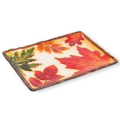 Boston International Harvest Leaf Glass Platter