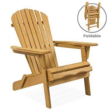 Best Choice Products Folding Wood Adirondack Lounger Chair Accent Furniture for Yard, Patio, Garden w/ Natural Finish, Brown