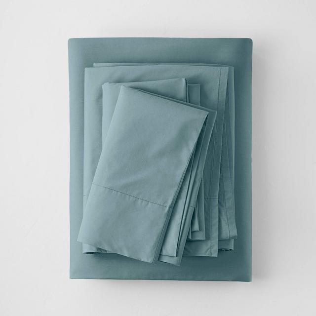 King Washed Supima Percale Solid Sheet Set Light Teal - Casaluna™