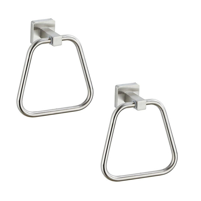Brushed Nickel Towel Ring for Bathroom 2 Pack, Kitchen Bath Towel Holder Hangers Wall Mount Heavy Duty Stainless Steel