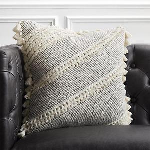 18" Liana White Tassel Pillow with Down-Alternative Insert