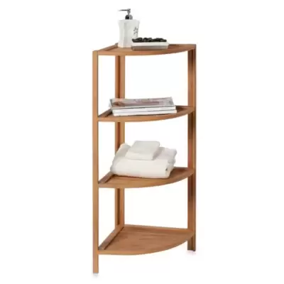 EcoStyles 4-Shelf Bamboo Corner Tower