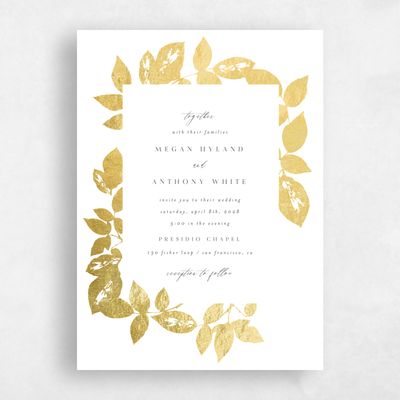 White Foil Wedding Invitation - Jasmine Portrait Foil