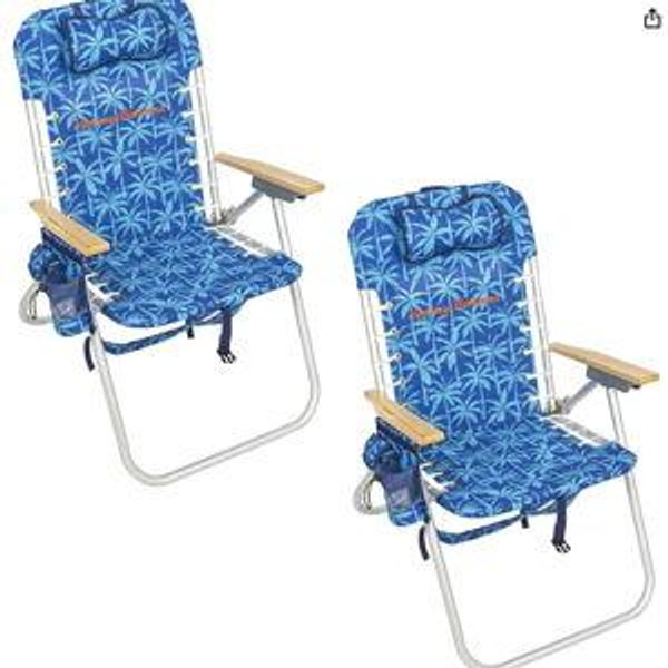 Tommy Bahama Hi-Boy 17" Seat Height 4-Position Lace-Up Suspension Folding Beach Backpack Chair