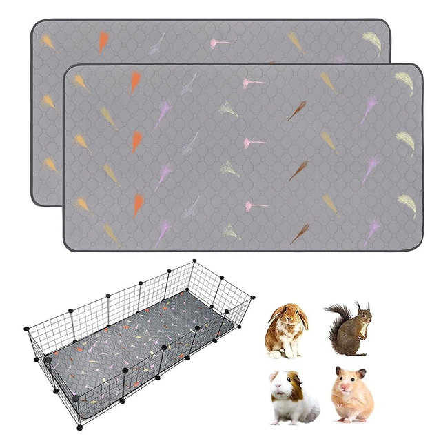 LWYMX 2Pcs Guinea Pig Cage Liners,Guinea Pig Fleece Cage Liners24''X60'' Super Absorbent Washable Pee Pads Reusable for Rabbit Hamster Chinchilla
