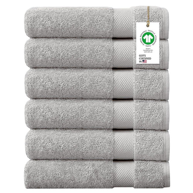 Delara Towels Cotton Washcloths Set 100% Organic Cotton, GOTS Certified Premium Quality Face Cloths, Feather Touch Technology Highly Absorbent and Soft Feel Fingertip Towels, Pack of 6