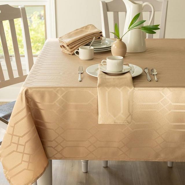 Benson Mills Solid Chagall Spillproof Fabric Table Cloth, for Everyday, Parties, Weddings, & Holiday Tablecloth (60" x 84" Rectangular, Wheat)