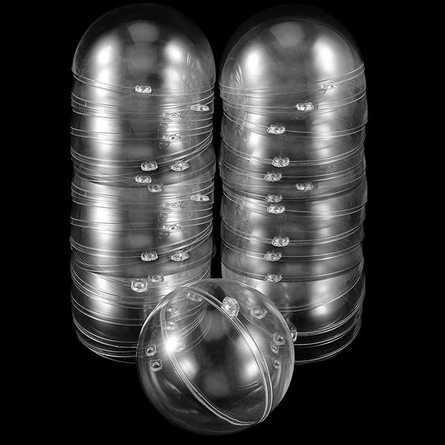 HAKZEON 48 Pack 80 mm Clear Acrylic Hanging Globe, Acrylic Hanging Ball, Plastic Fillable Ball Ornament for Micro Landscape, Home Decorations, Wedding, Gifts, Crafts
