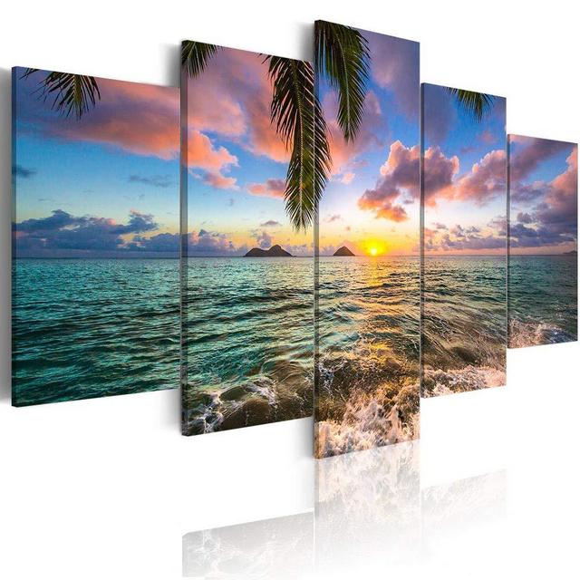 Ocean Beach Wall Art Canvas Print Sea Picture Painting Home Living Room Bedroom Office Decor Sunset (Over Size 40inch x 20inch)