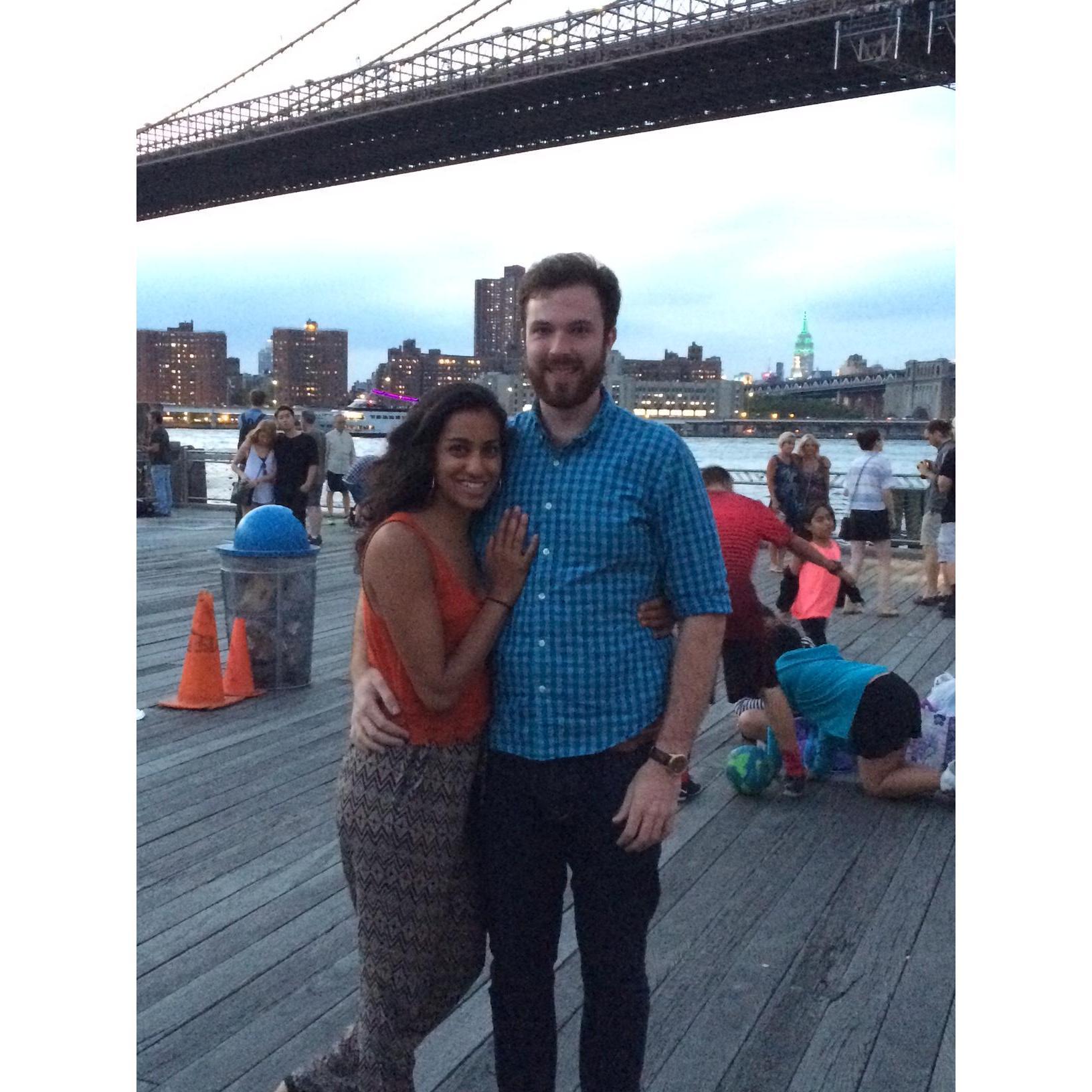 One of our first photos together, taken in front of the Brooklyn Bridge. 📷 and perfect third wheel: Brendan Callinan