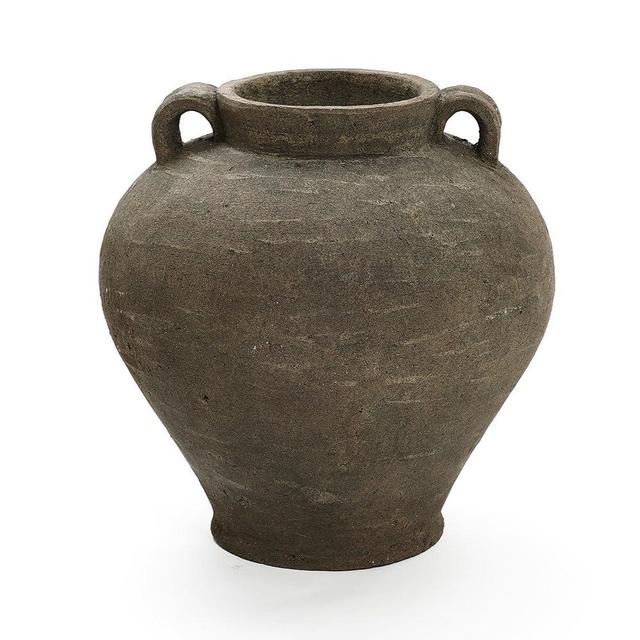 LuxenHome Rustic Large Flower Vase,14'' Tall Brown Terracotta Cauldron Vase,Farmhouse Decorative Vases for Dining Table Decor,Vintage Pottery Ceraimc Vase Living Room Office Home Decor